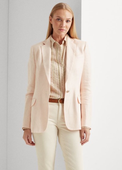 Blazer Ralph Lauren Mujer Rosas Claro - Herringbone Linen - CEFQP9250